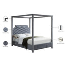 Meridian Rowan Grey Velvet Queen Bed (3 Boxes) IMAGE 6