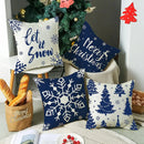 LET IT SNOW 18x18 PILLOW COVER- WHITE&BLUE