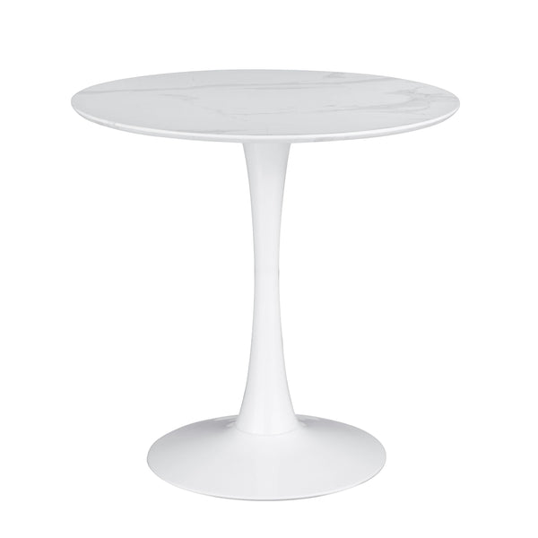 Coaster Furniture Arkell 193041 Round 30-inch Faux Marble Top Dining Table - White IMAGE 1