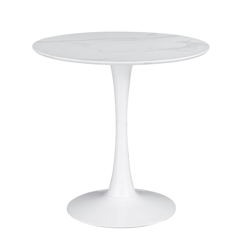  Coaster Furniture Arkell 193041 Round 30-inch Faux Marble Top Dining Table - White IMAGE 1