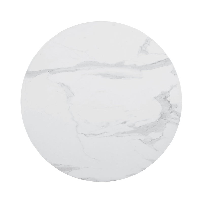  Coaster Furniture Arkell 193041 Round 30-inch Faux Marble Top Dining Table - White IMAGE 2