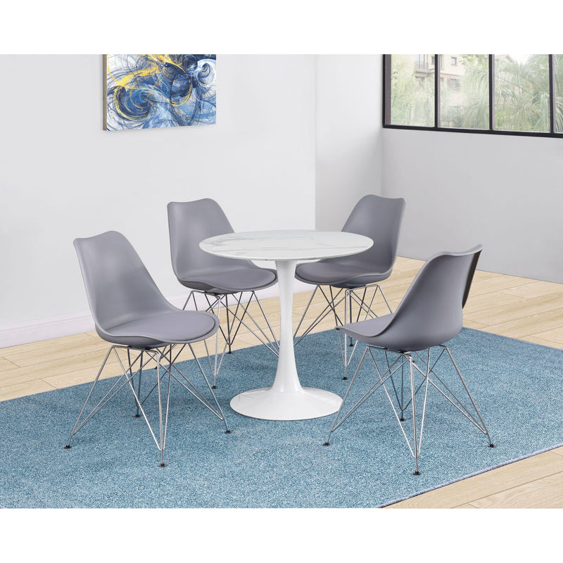  Coaster Furniture Arkell 193041 Round 30-inch Faux Marble Top Dining Table - White IMAGE 3