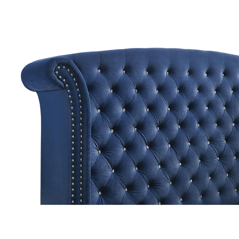  Coaster Furniture Melody 223371Q Upholstered Queen Wingback Bed - Pacific Blue IMAGE 2