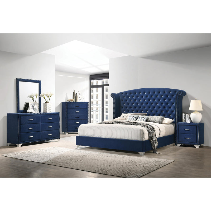 Coaster Furniture Melody 223374 Upholstered Dresser Mirror - Pacific Blue IMAGE 2