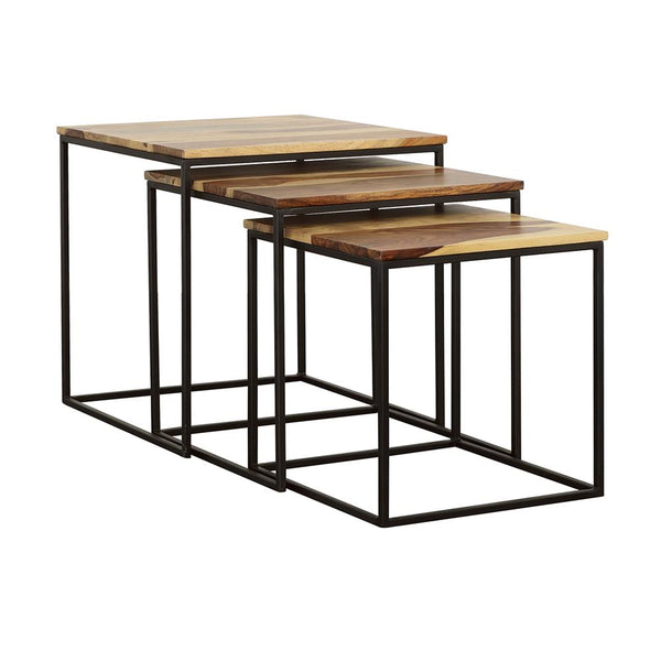  Coaster Furniture Belcourt 931182 3-piece Square Nesting Tables - Natural and Black IMAGE 1