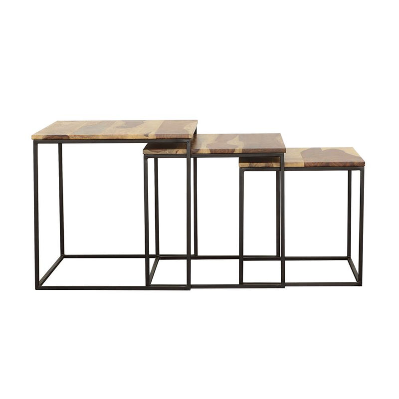  Coaster Furniture Belcourt 931182 3-piece Square Nesting Tables - Natural and Black IMAGE 4