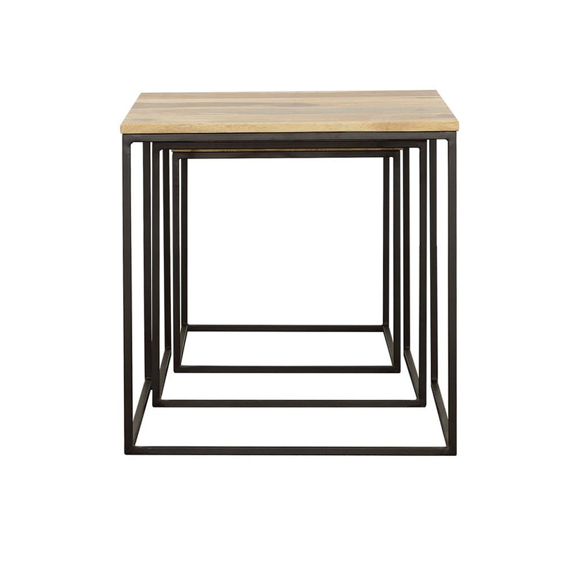  Coaster Furniture Belcourt 931182 3-piece Square Nesting Tables - Natural and Black IMAGE 5