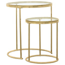  Coaster Furniture Maylin 935936 2-piece Round Glass Top Nesting Table Set - Gold IMAGE 1