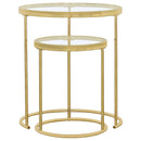  Coaster Furniture Maylin 935936 2-piece Round Glass Top Nesting Table Set - Gold IMAGE 2