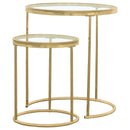  Coaster Furniture Maylin 935936 2-piece Round Glass Top Nesting Table Set - Gold IMAGE 3