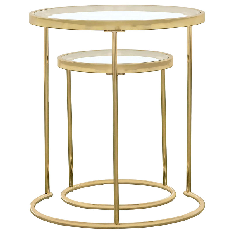  Coaster Furniture Maylin 935936 2-piece Round Glass Top Nesting Table Set - Gold IMAGE 5