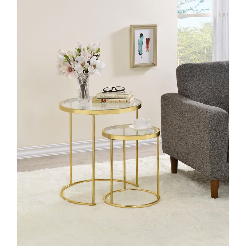  Coaster Furniture Maylin 935936 2-piece Round Glass Top Nesting Table Set - Gold IMAGE 7