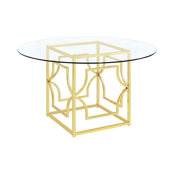 Coaster Furniture Round Starlight Dining Table with Glass Top and Pedestal Base 192641/CP54RD-10 IMAGE 1