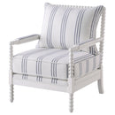  Coaster Furniture Blanchett 903835 Upholstered Bobbin Accent Chair - White and Navy IMAGE 3