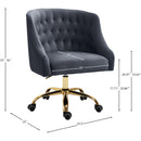 Meridian Arden Grey Velvet Upholstered Office Chair IMAGE 11