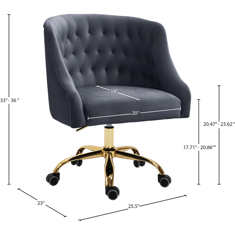  Meridian Arden Grey Velvet Upholstered Office Chair IMAGE 11