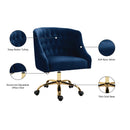  Meridian Arden Navy Velvet Upholstered Office Chair IMAGE 12