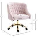  Meridian Arden Pink Velvet Upholstered Office Chair IMAGE 11