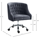  Meridian Arden Grey Velvet Upholstered Office Chair IMAGE 11