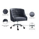  Meridian Arden Grey Velvet Upholstered Office Chair IMAGE 12