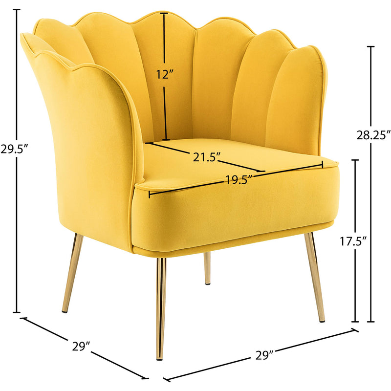Meridian Jester Yellow Velvet Accent Chair IMAGE 6