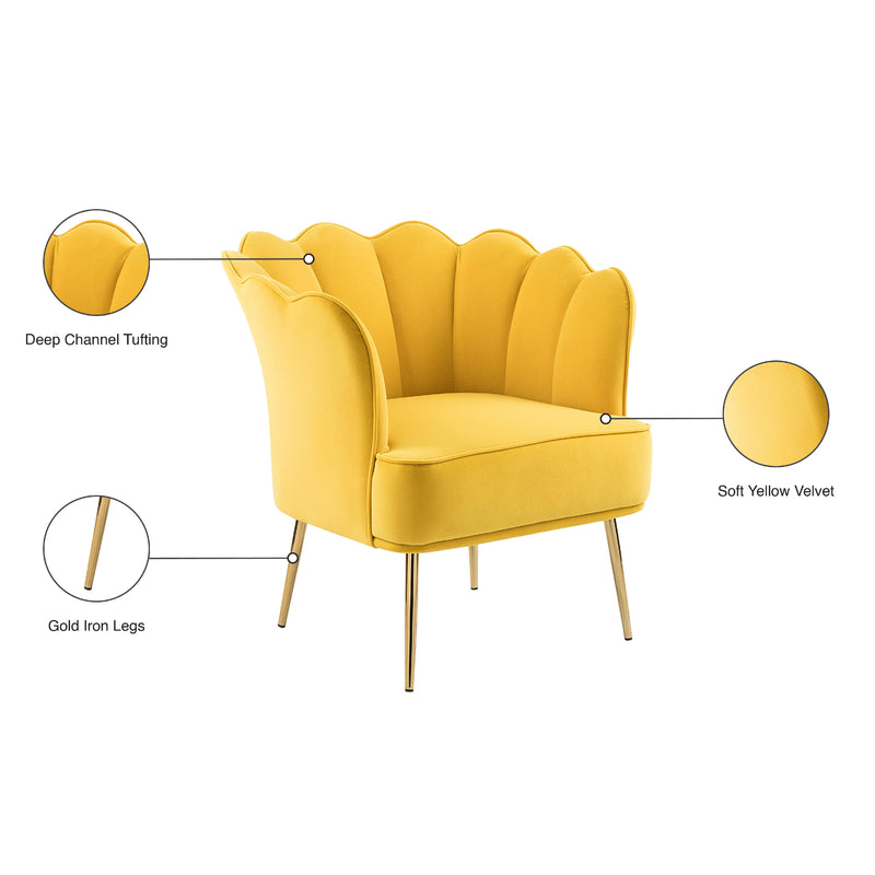 Meridian Jester Yellow Velvet Accent Chair IMAGE 7