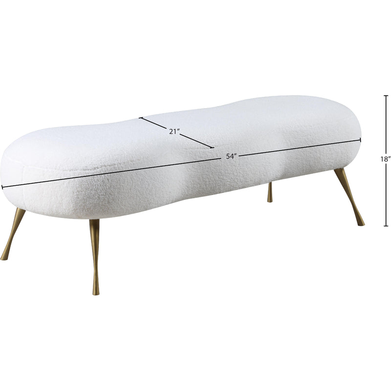Meridian Nube White Faux Sheepskin Fur Bench IMAGE 6