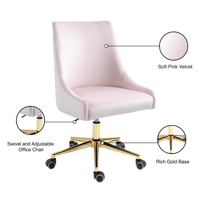 Meridian Karina Pink Velvet Office Chair IMAGE 12