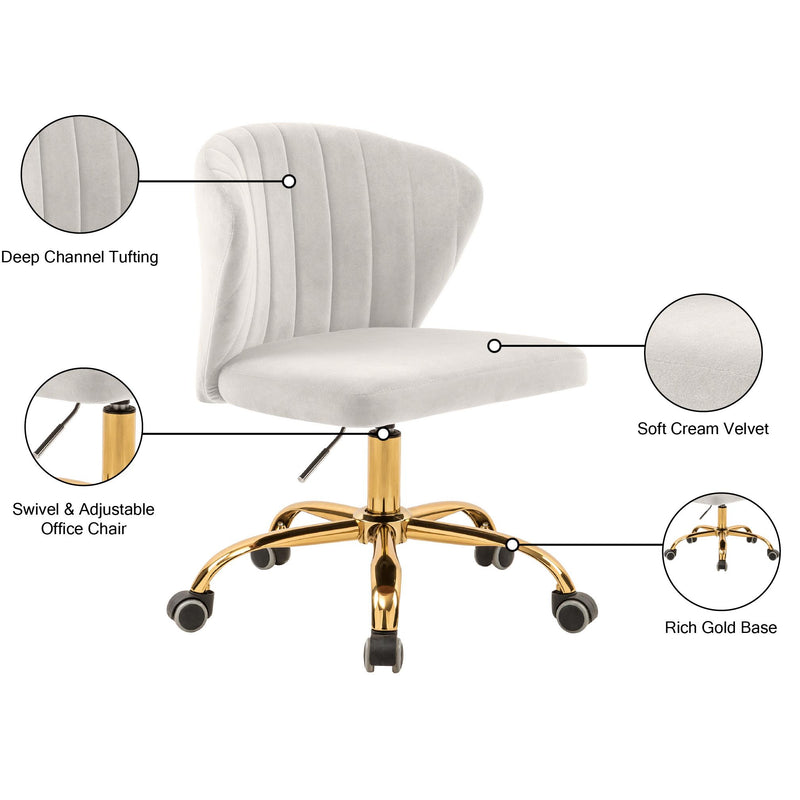 Meridian Finley Cream Velvet Office Chair IMAGE 7