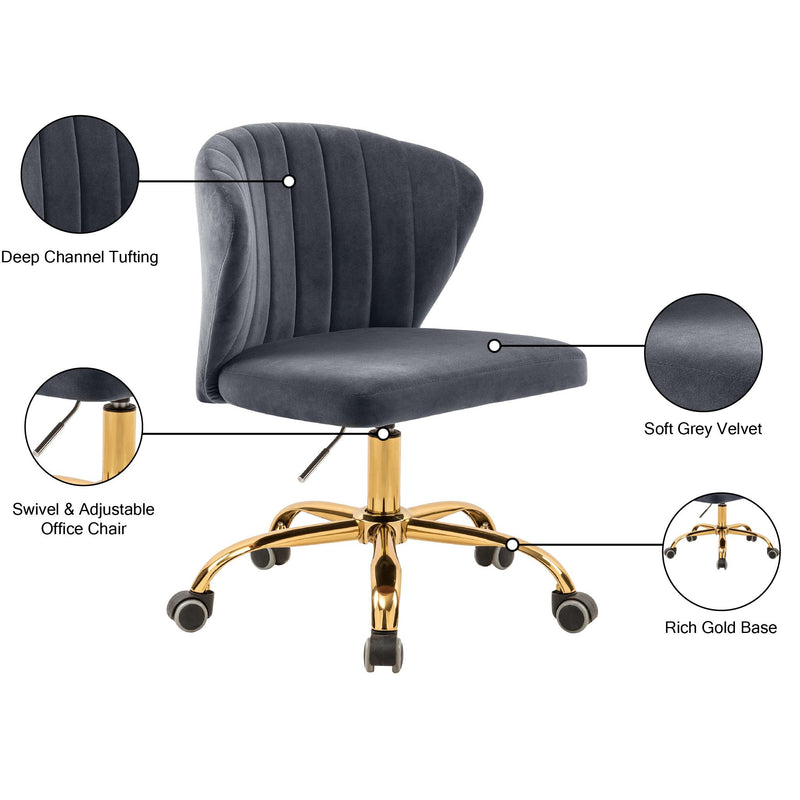 Meridian Finley Grey Velvet Office Chair IMAGE 7