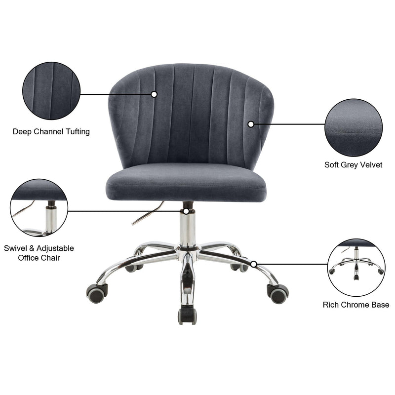 Meridian Finley Grey Velvet Office Chair IMAGE 7