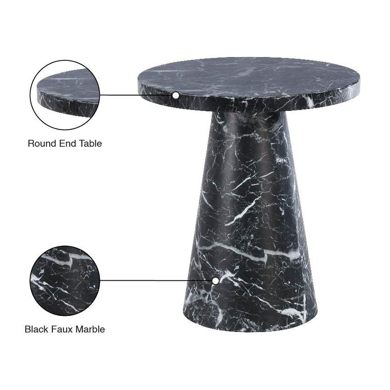 Meridian Omni Black Faux Marble End Table IMAGE 7