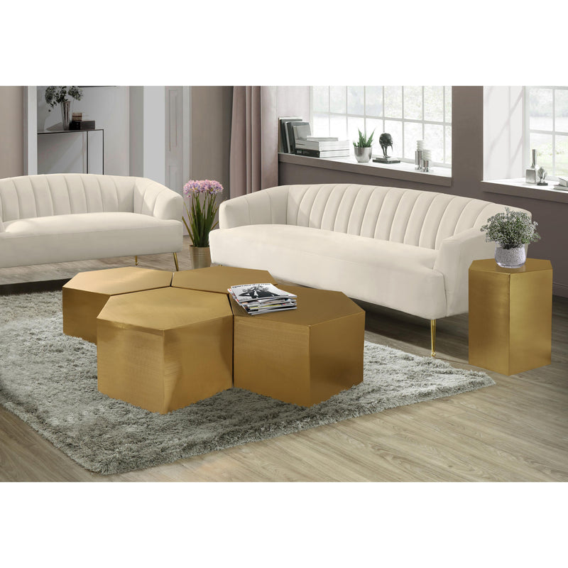 Meridian Hexagon Brushed Gold End Table IMAGE 9