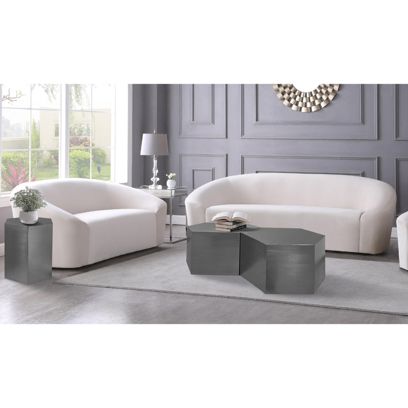Meridian Hexagon Brushed Chrome End Table IMAGE 8