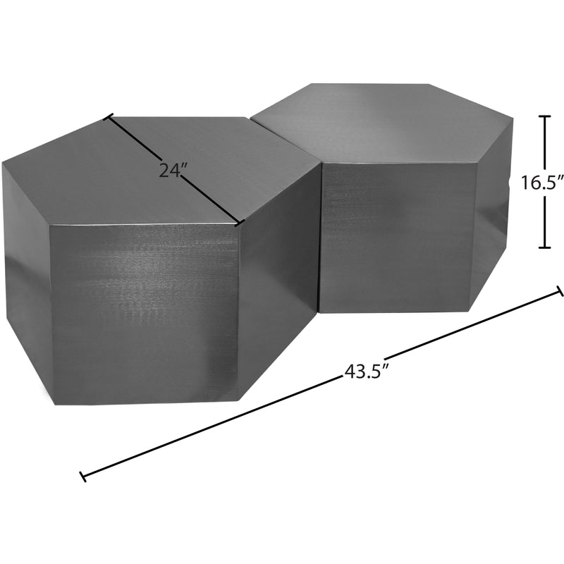 Meridian Hexagon Brushed Chrome Coffee Table IMAGE 3