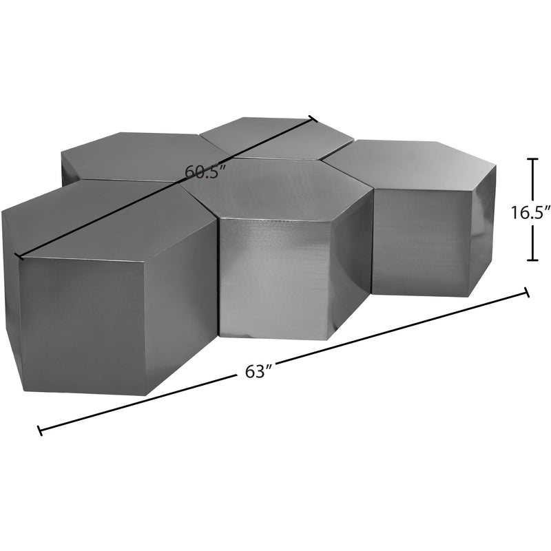 Meridian Hexagon Brushed Chrome Coffee Table IMAGE 3
