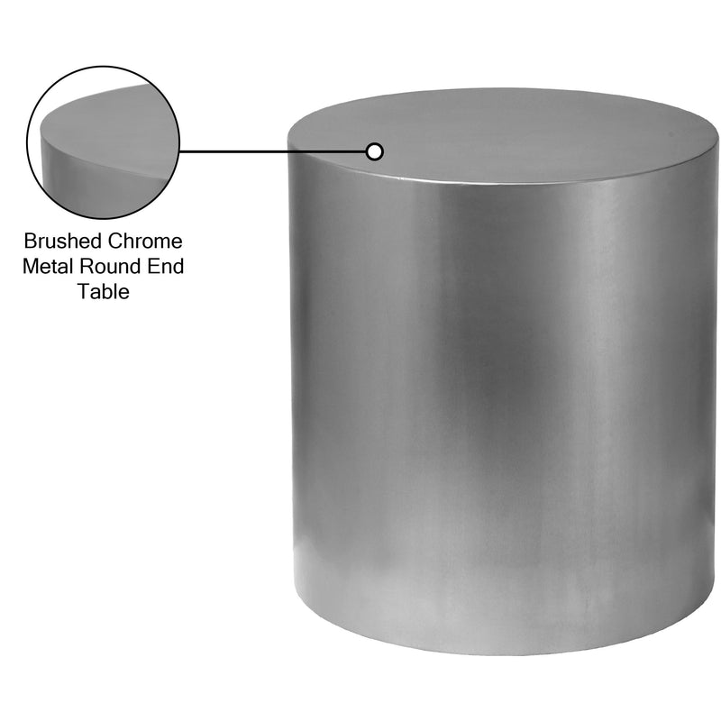 Meridian Cylinder Brushed Chrome End Table IMAGE 6