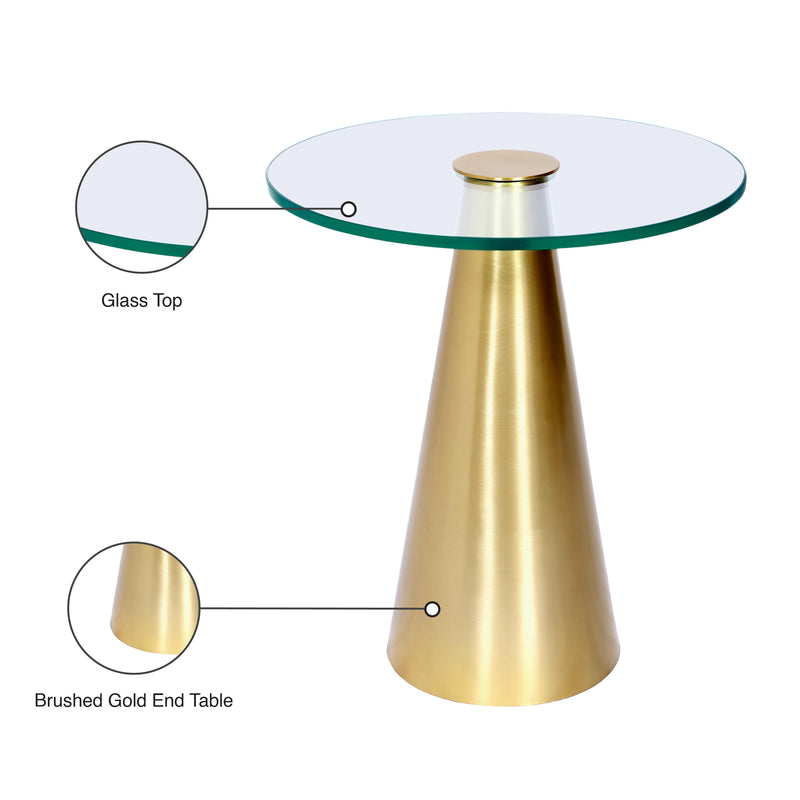 Meridian Glassimo Brushed Gold End Table IMAGE 7
