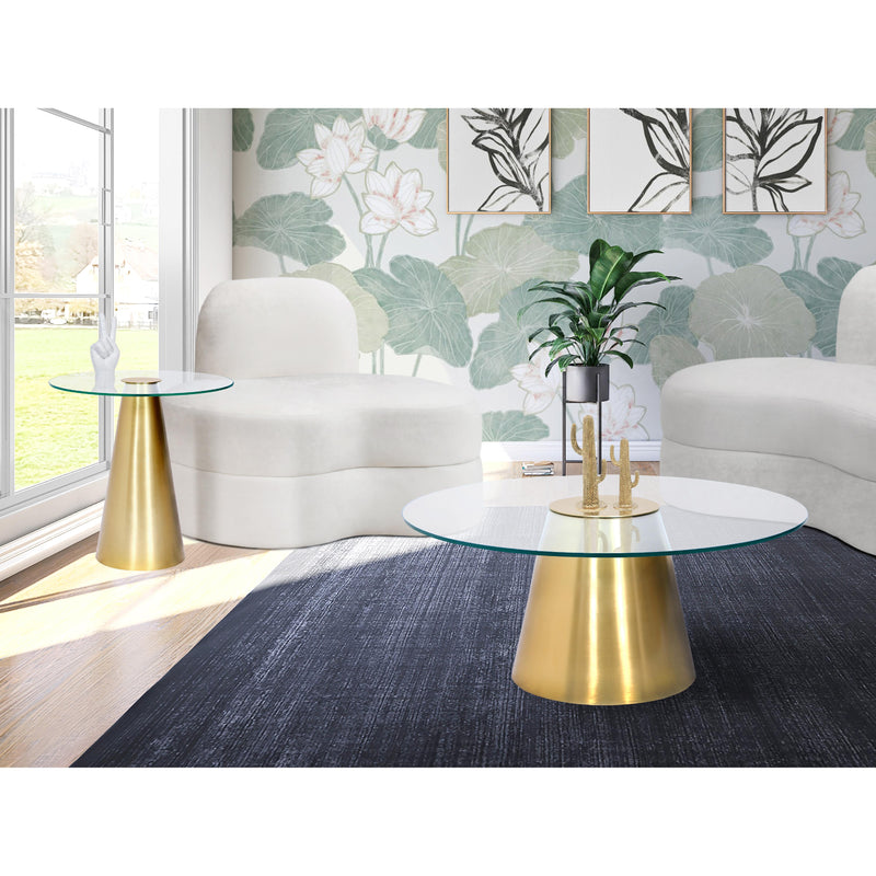 Meridian Glassimo Brushed Gold End Table IMAGE 8