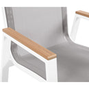 Meridian Nizuc Grey Mesh Water Resistant Fabric Outdoor Patio Aluminum Mesh Dining Arm Chair IMAGE 6