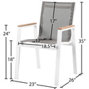 Meridian Nizuc Grey Mesh Water Resistant Fabric Outdoor Patio Aluminum Mesh Dining Arm Chair IMAGE 7