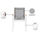 Meridian Nizuc Grey Mesh Water Resistant Fabric Outdoor Patio Aluminum Mesh Dining Arm Chair IMAGE 8