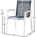 Meridian Nizuc Navy Mesh Water Resistant Fabric Outdoor Patio Aluminum Mesh Dining Arm Chair IMAGE 7