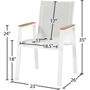 Meridian Nizuc White Mesh Water Resistant Fabric Outdoor Patio Aluminum Mesh Dining Arm Chair IMAGE 7