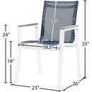 Meridian Nizuc Navy Mesh Water Resistant Fabric Outdoor Patio Aluminum Mesh Dining Arm Chair IMAGE 7