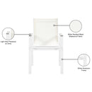 Meridian Nizuc White Mesh Water Resistant Fabric Outdoor Patio Aluminum Mesh Dining Arm Chair IMAGE 8