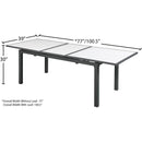 Meridian Nizuc White Wood Look Accent Paneling Outdoor Patio Aluminum Dining Table IMAGE 11