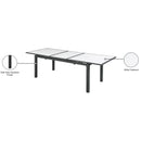 Meridian Nizuc White Wood Look Accent Paneling Outdoor Patio Aluminum Dining Table IMAGE 12