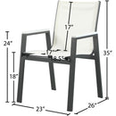 Meridian Nizuc White Mesh Water Resistant Fabric Outdoor Patio Aluminum Mesh Dining Arm Chair IMAGE 7