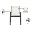 Meridian Nizuc White Mesh Water Resistant Fabric Outdoor Patio Aluminum Mesh Dining Arm Chair IMAGE 8